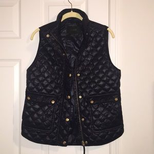 J. Crew Shiny Quilted Field Puffer Vest Navy Blue